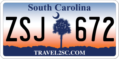 SC license plate ZSJ672