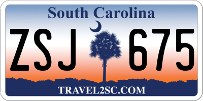 SC license plate ZSJ675