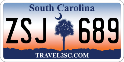 SC license plate ZSJ689