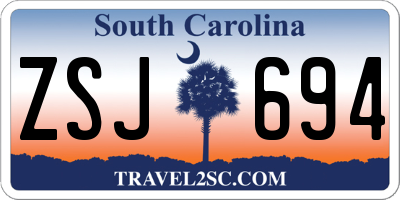 SC license plate ZSJ694