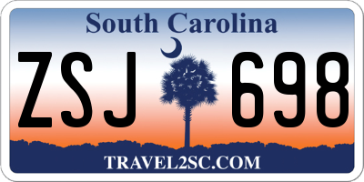 SC license plate ZSJ698