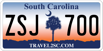 SC license plate ZSJ700