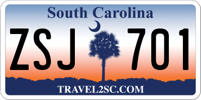 SC license plate ZSJ701