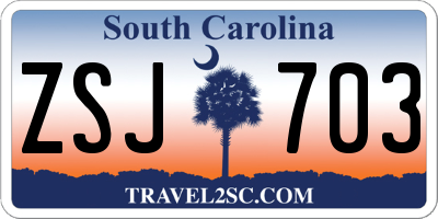 SC license plate ZSJ703