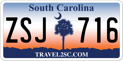 SC license plate ZSJ716