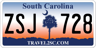 SC license plate ZSJ728