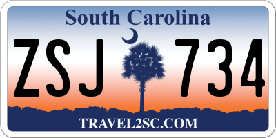 SC license plate ZSJ734
