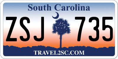 SC license plate ZSJ735
