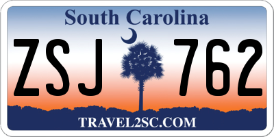 SC license plate ZSJ762