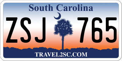SC license plate ZSJ765