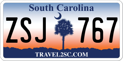 SC license plate ZSJ767