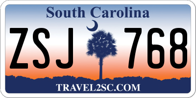 SC license plate ZSJ768