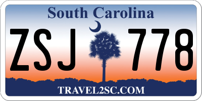 SC license plate ZSJ778