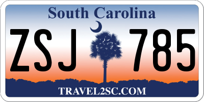 SC license plate ZSJ785