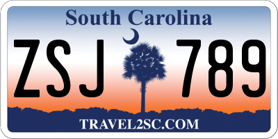 SC license plate ZSJ789