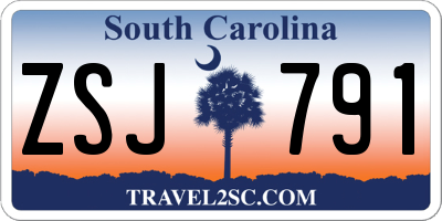 SC license plate ZSJ791