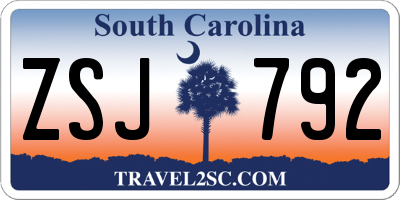 SC license plate ZSJ792