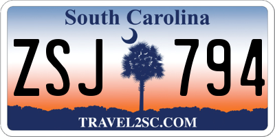 SC license plate ZSJ794