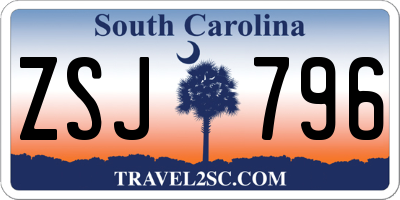 SC license plate ZSJ796