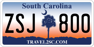 SC license plate ZSJ800