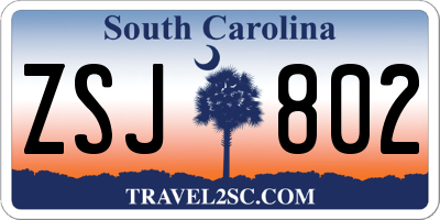 SC license plate ZSJ802