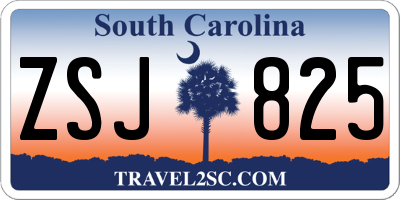 SC license plate ZSJ825