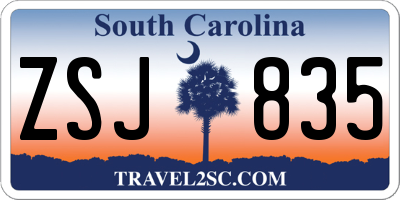 SC license plate ZSJ835