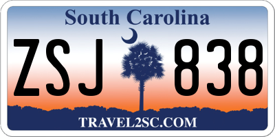 SC license plate ZSJ838