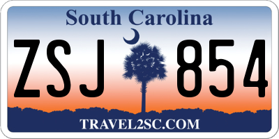 SC license plate ZSJ854