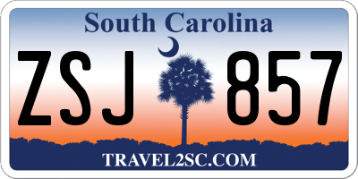 SC license plate ZSJ857