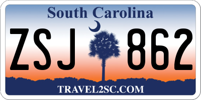 SC license plate ZSJ862
