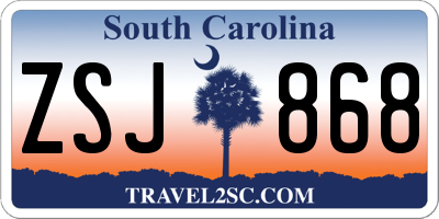 SC license plate ZSJ868
