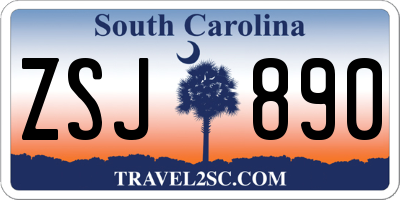 SC license plate ZSJ890