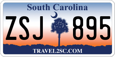 SC license plate ZSJ895