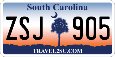 SC license plate ZSJ905