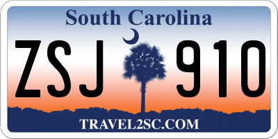 SC license plate ZSJ910