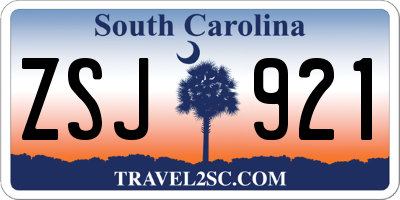 SC license plate ZSJ921