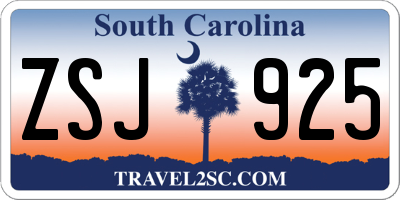 SC license plate ZSJ925