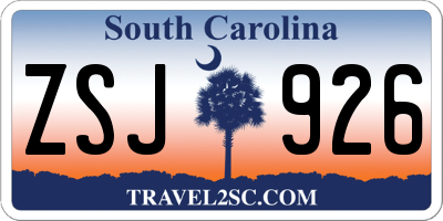 SC license plate ZSJ926