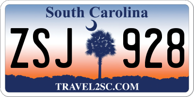 SC license plate ZSJ928