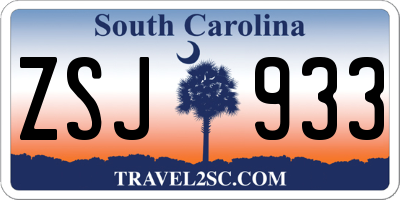 SC license plate ZSJ933
