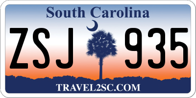 SC license plate ZSJ935