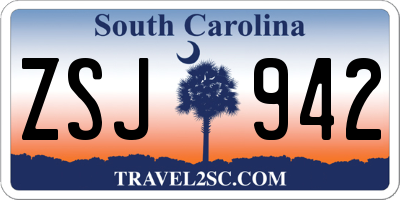 SC license plate ZSJ942