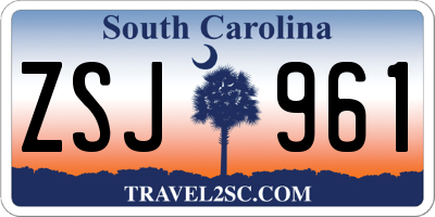 SC license plate ZSJ961