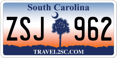 SC license plate ZSJ962