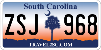 SC license plate ZSJ968