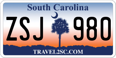 SC license plate ZSJ980