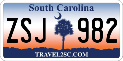 SC license plate ZSJ982