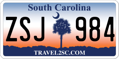 SC license plate ZSJ984
