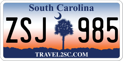 SC license plate ZSJ985